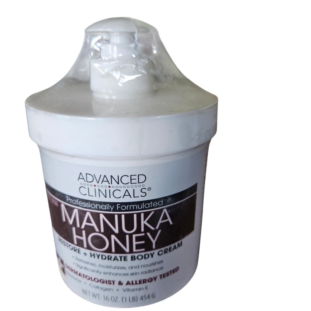 Advanced Clinicals Manuka Honey Body Cream 16oz Hydrating Collagen Moisturizer